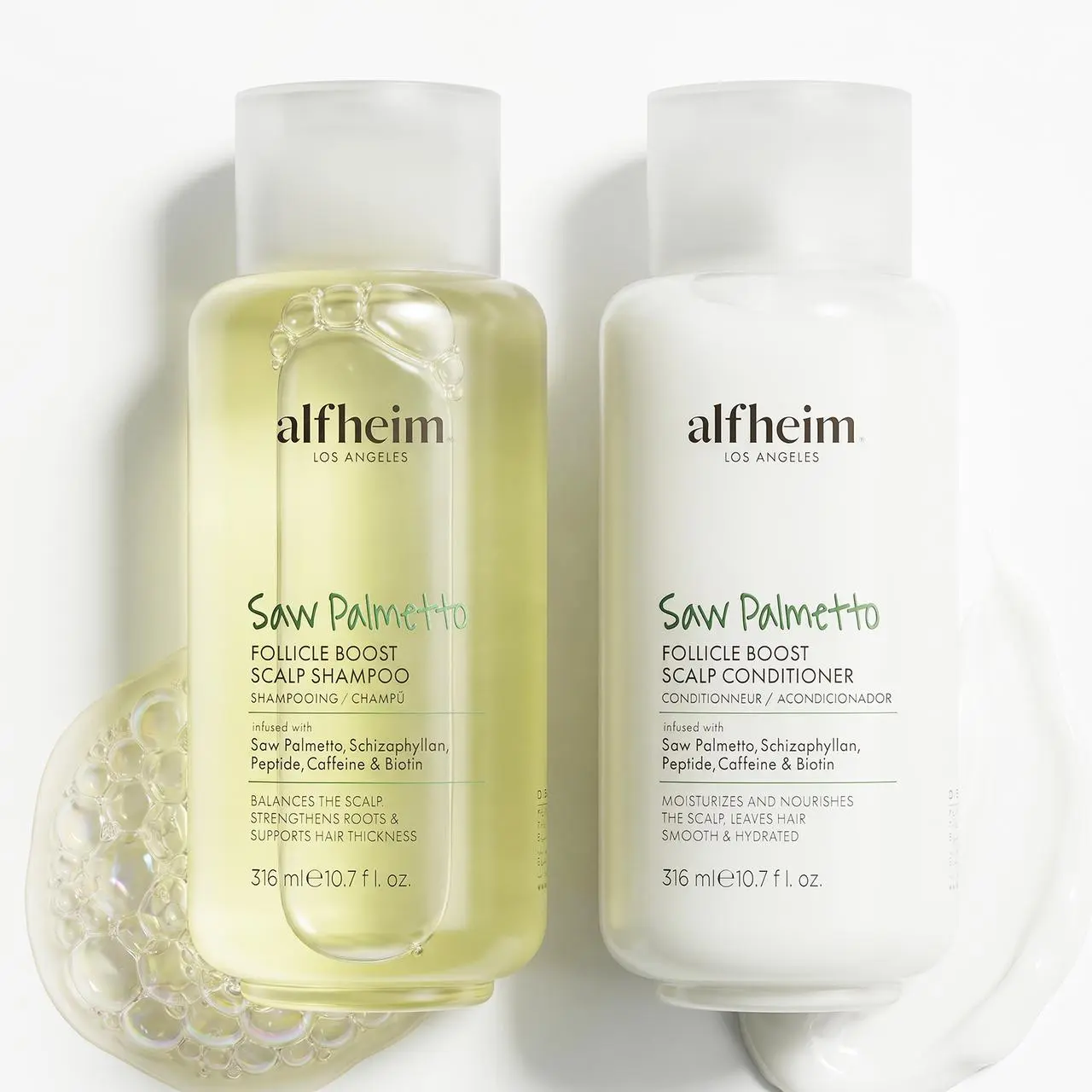 ALFHEIM Saw Palmetto Shampoo & Conditioner Set for Thinning Hair, Sulfate-Free Scalp Care System, Balances, Strengthens & Nourishes for Fuller-Looking Hair, 10.7 fl Oz Each