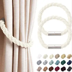 2pcs Thick Rope Curtain Tiebacks with Simple Magnetic Holders, Modern Home Decor for Bedroom and Living Room Style, Interior Decoration Accessories, Window Decorations Supplies, Easy Install Curtain