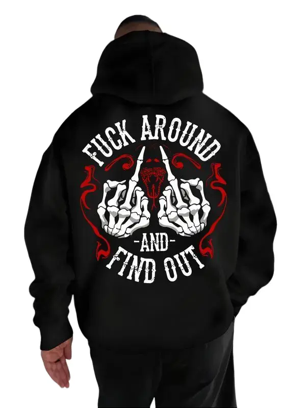 F*ck Around And Find Out Skull Finger Print Men's T-Shirt, Hoodie and Crewneck Sweatshirt, Bold Gen X Streetwear, Menswear