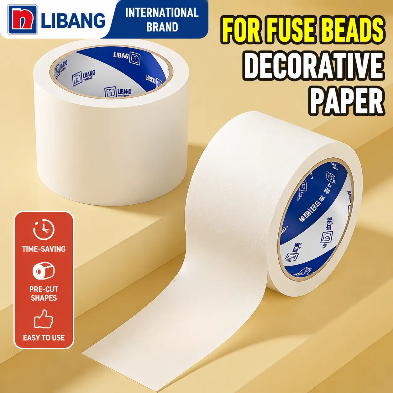 1500cm Fuse Beads Decorative Masking Paper Roll - Heat Resistant Ironing Paper Ironing Aid for Perler Beads Alternative, DIY Pixel Art Craft Tape for Kids