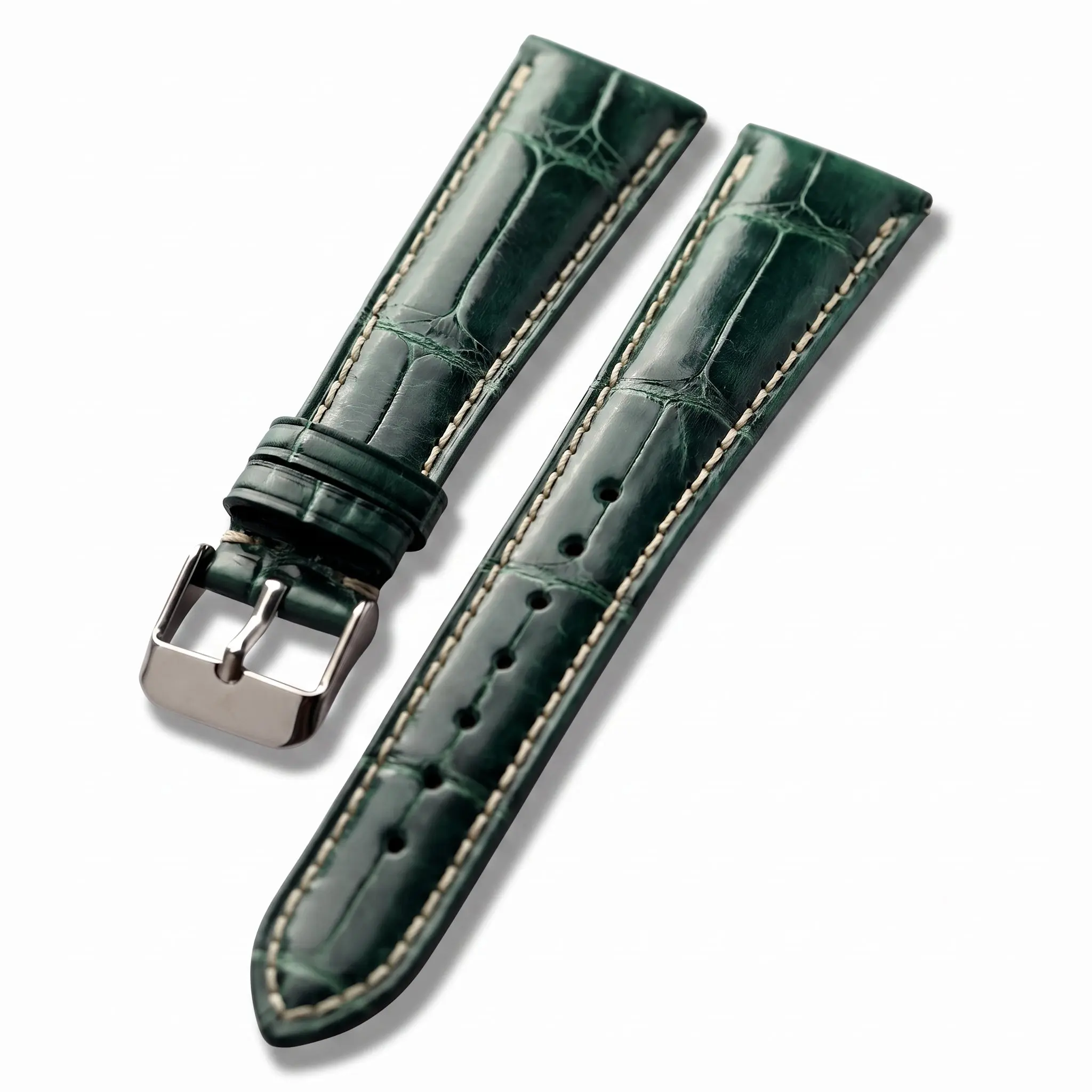 Crocodile Textured Watch Strap with Quick Release Spring Bars and Pin Buckle