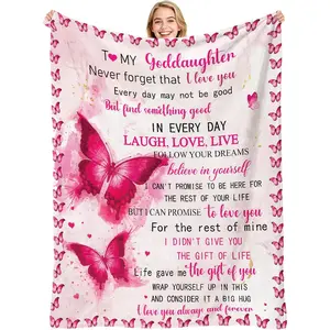 Goddaughter Gifts from Godmother Godfather, God Daughter Soft Flannel Blanket, Baptism Gifts for Girl, First 1st Communion Birthday Gift for Girls Goddaughter Soft Throw Blankets