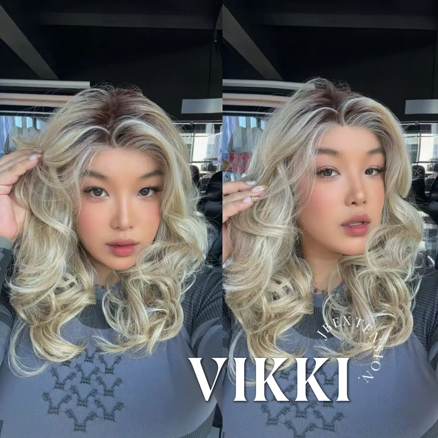 JBEXTENSION 18 Inches Mix Blonde Long Pre-Cut T Part Snowflake Lace Frontlace Glueless Wig VIKKI【BENDY EAR TABS】