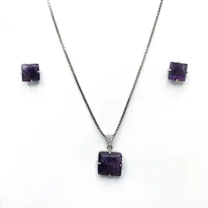 Amethyst Square locket set