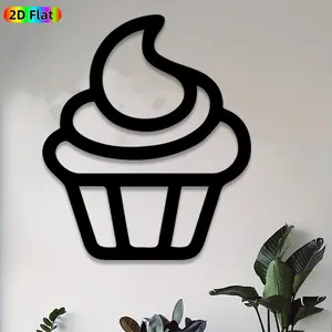 1pc Cupcake Metal Wall Art, Cute Cupcake Statue Mural, Ideal Gift for Birthday, Wedding, Food Decor Enthusiasts, Powder-Coated Metal Wall Decor Wall Sculptures, Perfect for Kitchen Wall & Backyard Fence, Sweet Home Accent