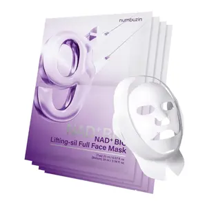 [numbuzin official shop] No.9 NAD+ Lifting Sheet Mask | NAD+ BIO Lifting-sil Full Face Mask | 4 Sheets+Lifting Band | For Face Lifting, Jawline, Double-chin, Neck, V-line | 50 Peptides & NAD+ & Collagen
