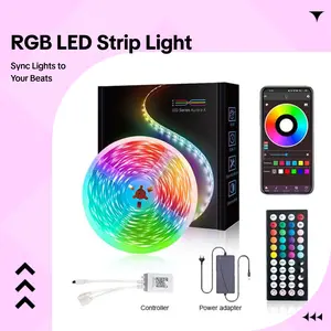 5050 RGB LED Strip Light, 44-Key Voice-Controlled Music Rhythm Light, Bluetooth-Enabled Smart APP-Controlled Home Improvement Ambient Lighting