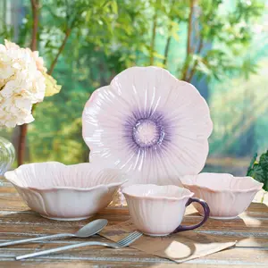 New Floral Dinnerware High Aesthetic Home Bowl Plate Set Dessert Bowls Rice Bowls Salad Bowls Ceramic Coffee Cup Set with Plates Porcelain Dinnerware Sets