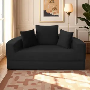 Modern compressed corduroy lounge sofa, Convertible sofa bed for apartment, office, bedroom or living room. No assembly required