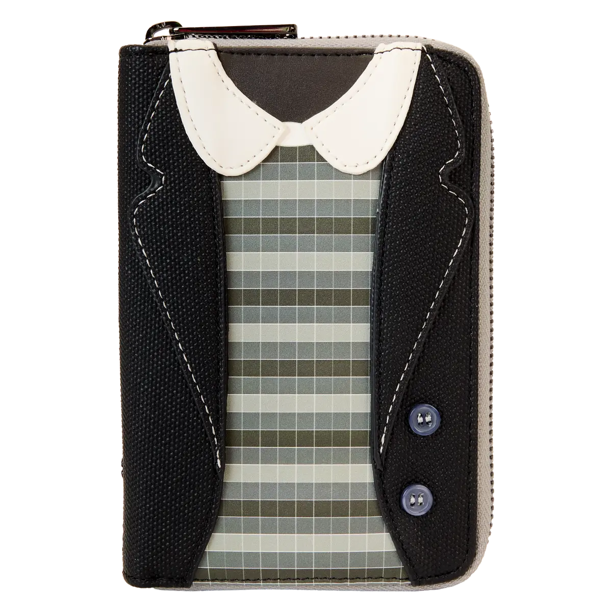 Loungefly Beetlejuice Beetlejuice Lydia Deetz Cosplay Zip Around Wallet, Textured Twill & Vegan Leather with Glow-in-the-Dark Details, Textured Wallet, Faux Leather, Everyday Carry, Real Button, Plaid