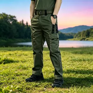 Reinforced 2pcs Men'S Stretch Tactical Pants, Adjustable Waist, High quality Multi-Pockets, Ripstop Work Trousers, Lightweight Hiking Cargo Pants, Outdoor Apparel, Suitable for Outdoor Sports, Training, Camping And Construction