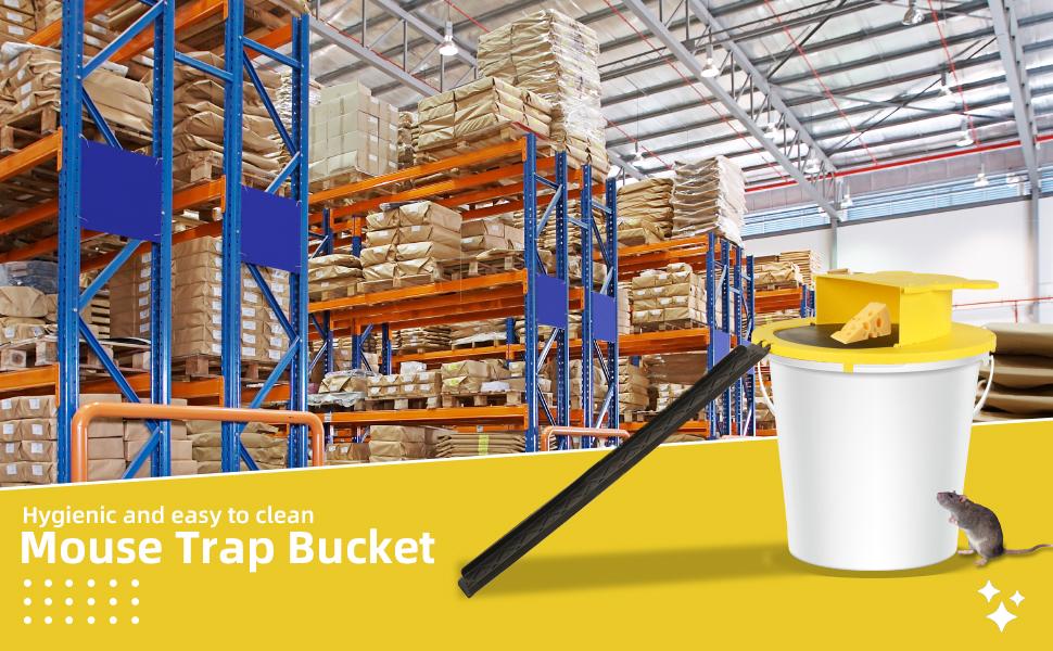 Mouse Trap Bucket - Mouse Traps Indoor for Home - Multi-Catch, Auto-Reset, Humane or Lethal Rat Trap - ABS Material - 5 Gallon Bucket Compatible-4pc
