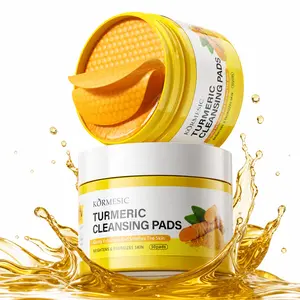 KORMESIC Turmeric Cleansing Pads with Salicylic Acid, Dual-Sided Chemical Exfoliating Face Pads for Acne Breakouts, Dark Spots & Hyperpigmentation, Deep Pore Cleanser to Smooth Rough Textured Skin