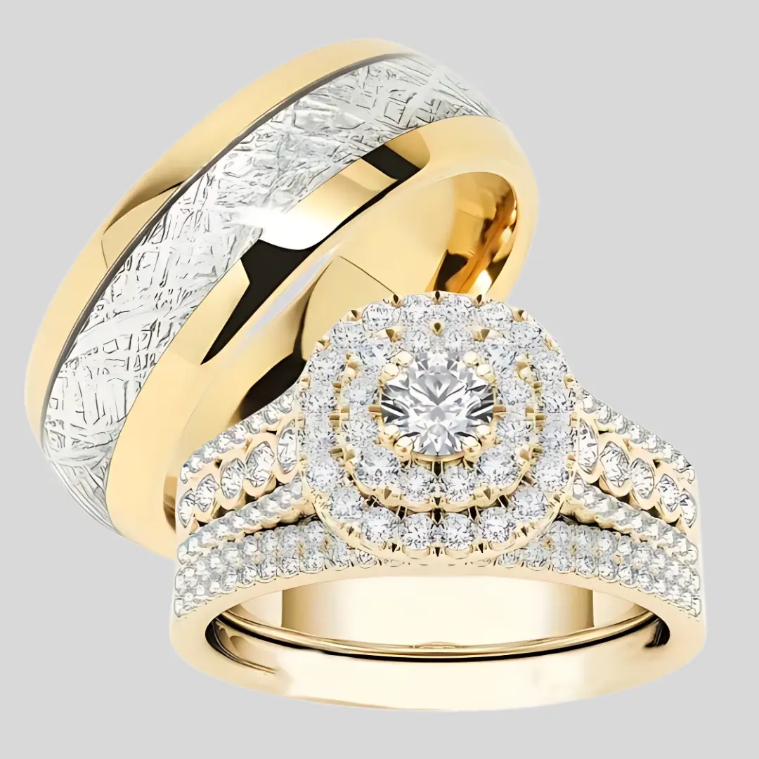 Striking Stainless Steel Rings for Men & Fashionable Cubic Zirconia Rings for Women – Wedding, Engagement & Couples Jewelry, Couple Gifts or Valentine’s Day, Christmas, Easter or Anniversary