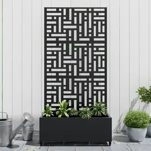 Metal Raised Garden Bed with Trellis & Wheels Planter Box for Climbing Plants Privacy Screen Ideal for Gardeners