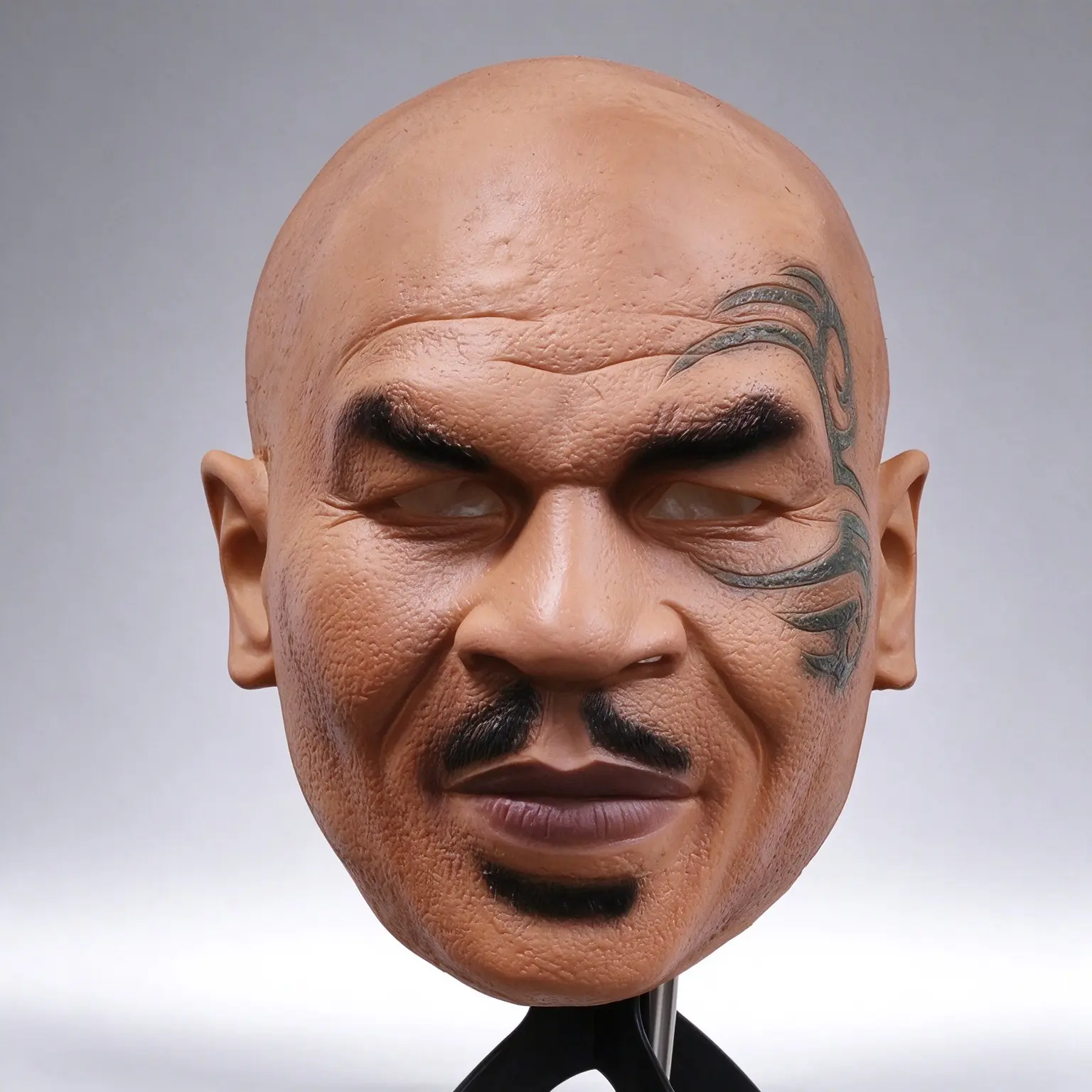 Adult Realistic Bald Man Latex Full Head Mask, Tattoo Face Design, Halloween Cosplay Party Costume Prop