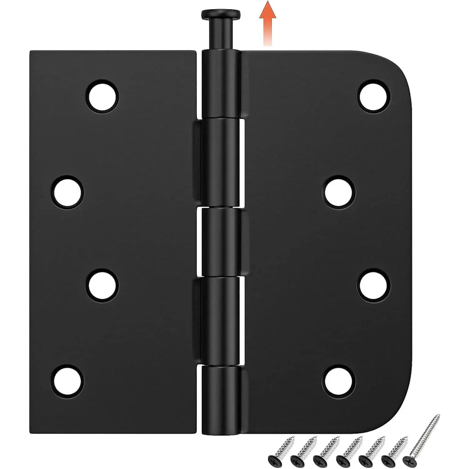 3 Pack Black Exterior Door Hinges 4 Inch, 5/8" Radius, Removable Pin, Perfect for Heavy-Duty Front & Back Door, Antirust & No Squeaks