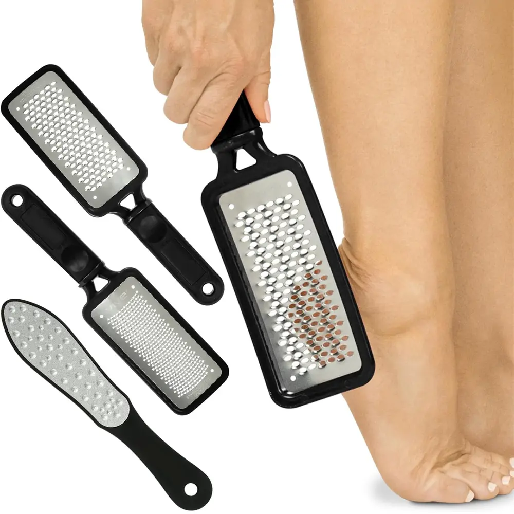 3pcs Foot Files, Feet Scraper for Dead Skin, Heel Grater, Callus Remover Scrubber Tool, Rasp for Cracked Heels - Stainless Steel gift mom