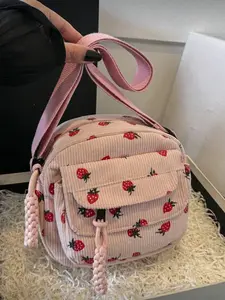 Retro Square Bag Crossbody Handbag with 3D External Pocket, Adjustable Long Shoulder Strap, Crossbody Design for Daily & School Use