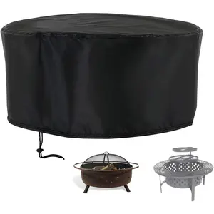 Fire Pit Cover,42 Inch Outside Firepits Wood Burning Fire Pit Cover for PAPABABE for Sunnydaze,420D Waterproof Outdoor Wood Fire Pits Cover(Cover Only)-42"D x 18"H
