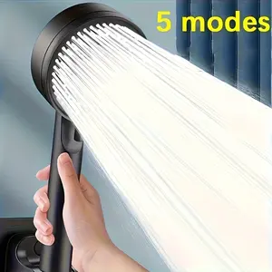 High Pressure Handheld Shower Head, 5 Modes, Sensitive Skin Friendly, Easy Installation, No Battery Needed, Modern Bathroom Accessory, High Pressure Showerhead