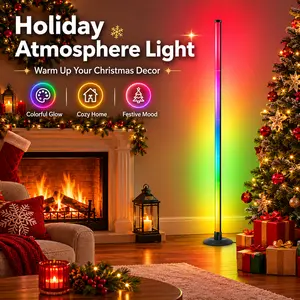 Corner Floor Lamp, RGBIC LED Corner Lamp with Smart Modern Floor Lamp, App & Remote Control, Music Sync, Color-Changing Standing Lamp for Bedrooms, Living Rooms, and Gaming Rooms rgb light effect indoor ambient atmosphere decoration