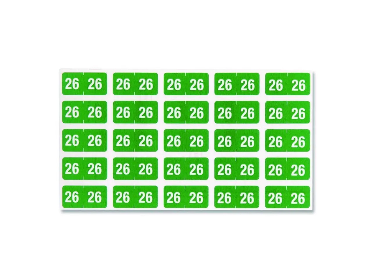 Yearly End Tab File Folder Labels 0.5 x 1 Green 25/Sheet 10 Sheets/Pack 67926