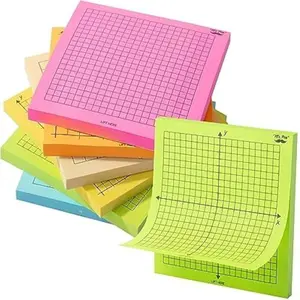 Graph Sticky Notes Set, 3x3 Inch Grid Memo Pads, 300 Sheets Total, Colorful Self-Stick Notes for Math, Studying, Office, School