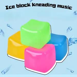 Creative TPR Soft Squishy Cube Stress Relief Toy Glow In Dark Sensory Fidget Toy Elastic Squeeze Decompression Toy Kids Adult Anxiety Relief Gift