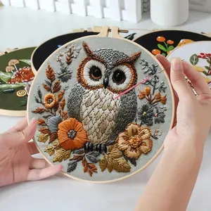 Owl Embroidery Kit for Adult Cross Stitch Kits for Hand with Animal Patterns and Instructions DIY with Threads and Needles