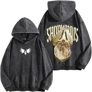Sanguinius Blood Angels Washed Hoodie, Warhammer 40K Graphic Tee, Oversized Wargame Streetwear Shirt, Vintage Gamer Fan Apparel