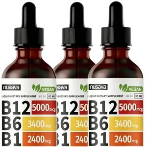 3 Bottles Acentiallabs Vitamin B12 & B6 Liquid Drops | Sublingual B-Complex 5000mcg Methylcobalamin | Raspberry Flavor, Supports Energy, Brain & Heart Health, 2 fl oz