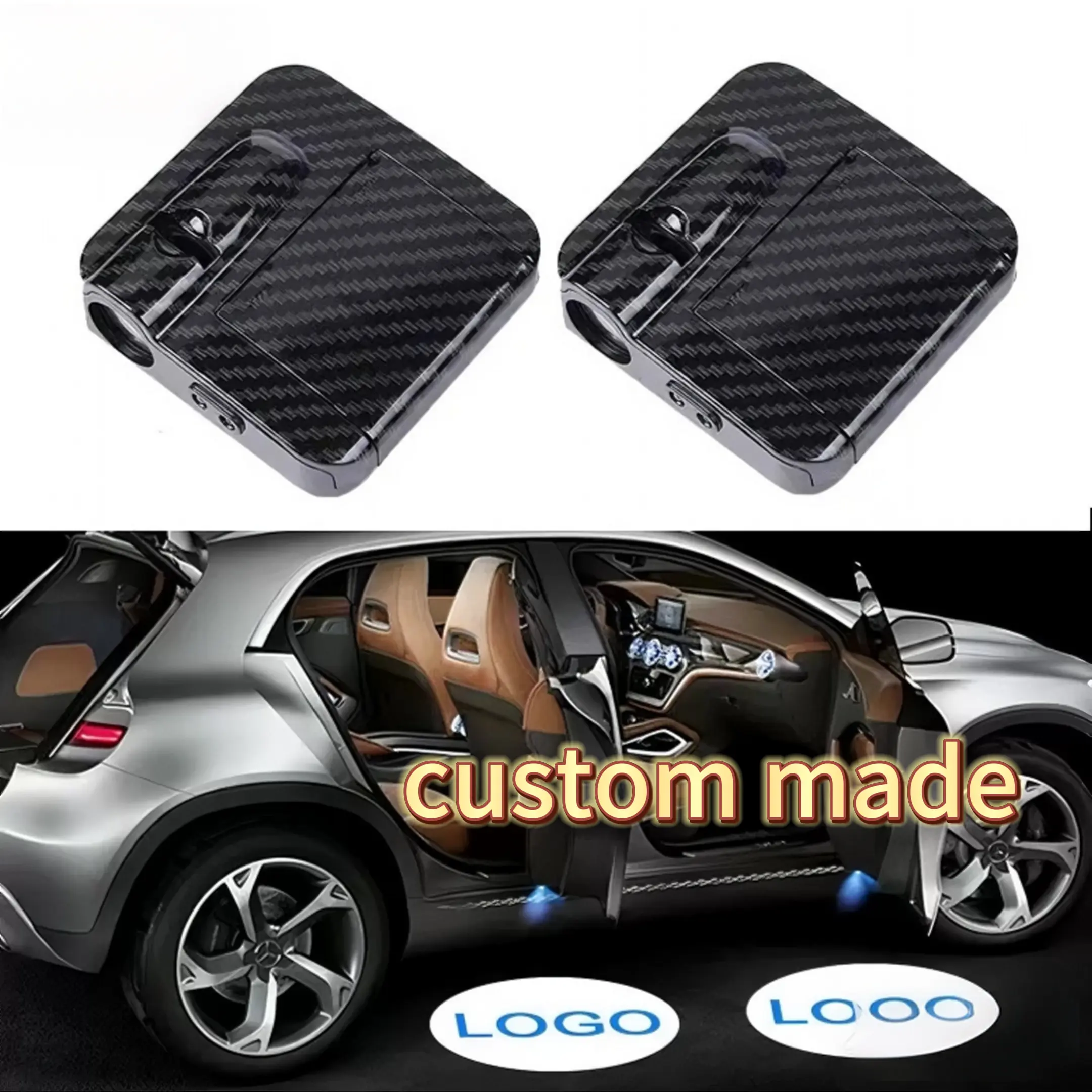 2PCS HD Custom Brand Car Door LED Lights, 3D Projector Step Courtesy Welcome Lamps, Universal Car Accessories for Most Vehicles