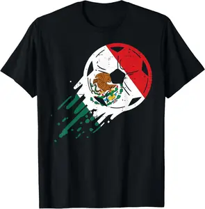 Cotton(pure) Mexico Flag Soccer Ball Mexican Football Fan Men Women Kids T-Shirt