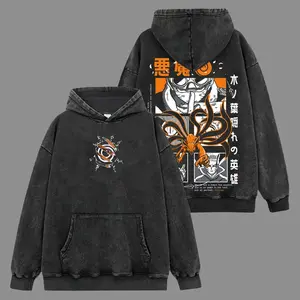 [Naruto] Kurama Nine Hoodie-Shirt Premium 100% Acid Wash , Naruto Fans, Anime Graphic Hoodie, Streetwear Hoodie Unisex Oversize Gift for Anime Lovers Oversized