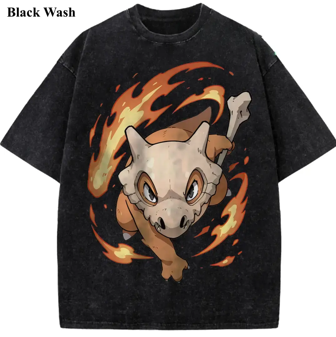 Vintage Cubone Wash Tee, Pocket Monster Graphic Tees, Pocket Monster T-Shirt, Unisex Anime Shirt, PKM Gift, Gym Workout Shirt, Menswear Womenswear Streetwear Top Fit Oversize