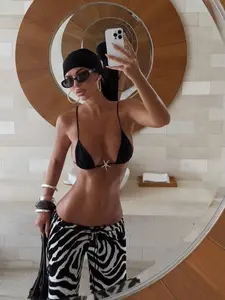 Three-Piece Set Women's Zebra Stripe Print Bikini Set, Sexy Three-piece Swimsuit for Beach Holiday Vacation, Ladies Swimwear for Summer