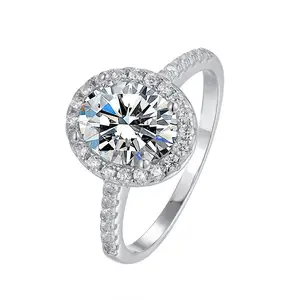 Presentski  3 ct Pigeon Egg Shape synthetic Moissanite Ring with 925 Sterling Silver