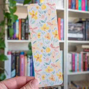 Yellow and Blue Floral Watercolor Bookmark