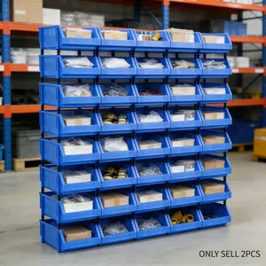 2pcs Thick Slant Mouth Parts Box Set, Stackable Material Storage Boxes, Fits Hardware Tools, Screws, Kitchen, Bathroom, Garage, Workshop