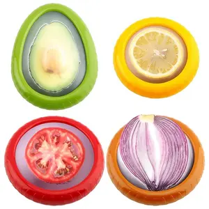 Reusable Fruit & Vegetable Container, 1/4-Count Food Preservation Saver Organizer, Airtight Food Storage Container for Home Kitchen Refrigerator, Produce and Utensils Storage