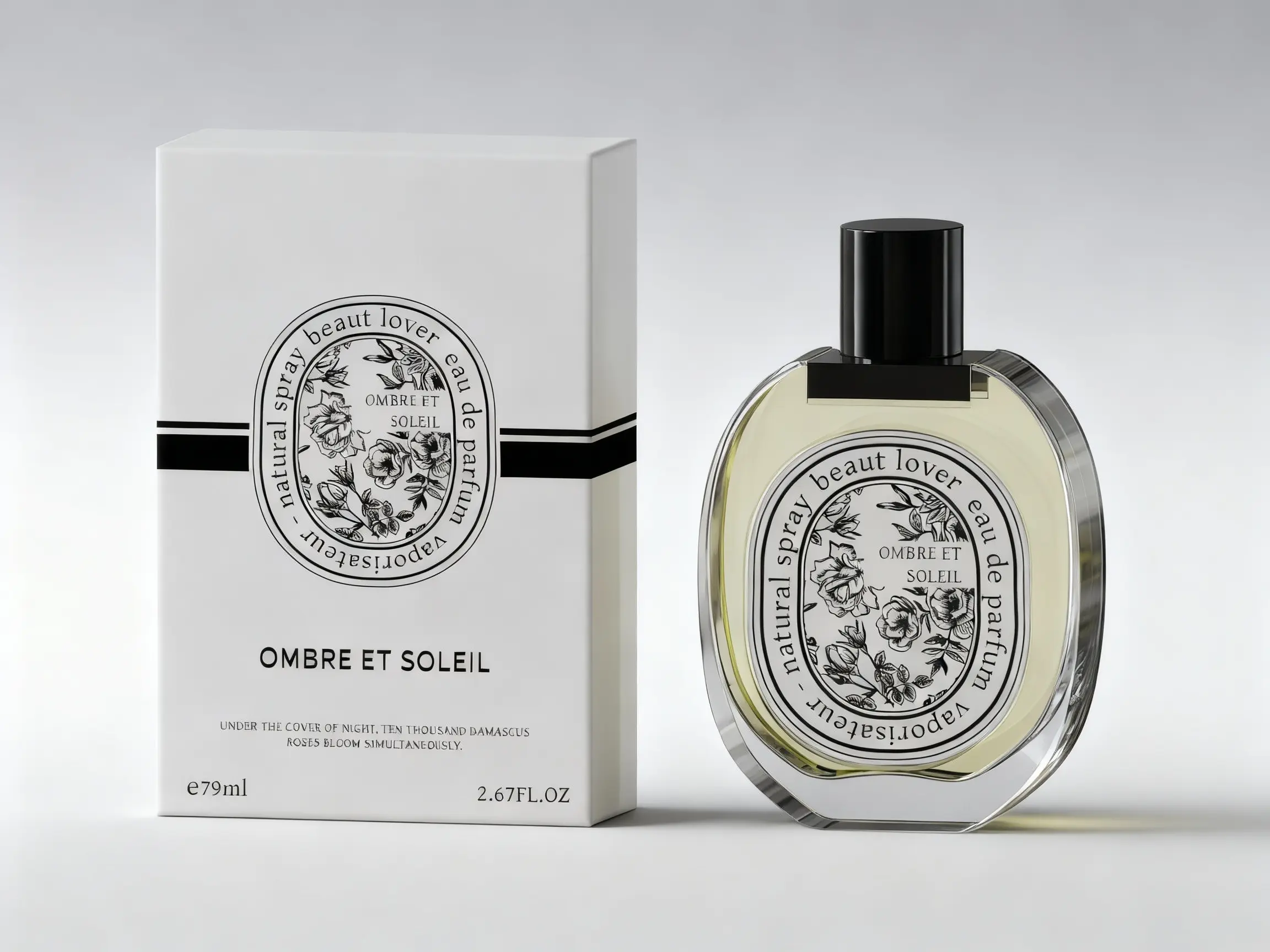 Ombre et Soleil Neutral 50ml Unisex Perfume - Fresh Green Floral Notes (Bitter Orange Leaf, Rose, Black Hawthorn Leaf, Flower) - Delicate Elegant Long-Lasting Scent - Confident Bold Charming Single Item Luxurious Gift