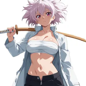 Cool Anime Girl Vinyl Sticker, Aesthetic Sword Girl Decal for Laptop, Car Window, Locker, Water Bottle,  Edgy Anime Style Gift for Fans, Durable Waterproof Sticker