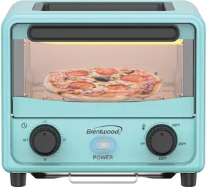 BRENTWOOD TS-3430BL 500-Watt Stainless Steel Mini Toaster Oven, 3 liters, Blue