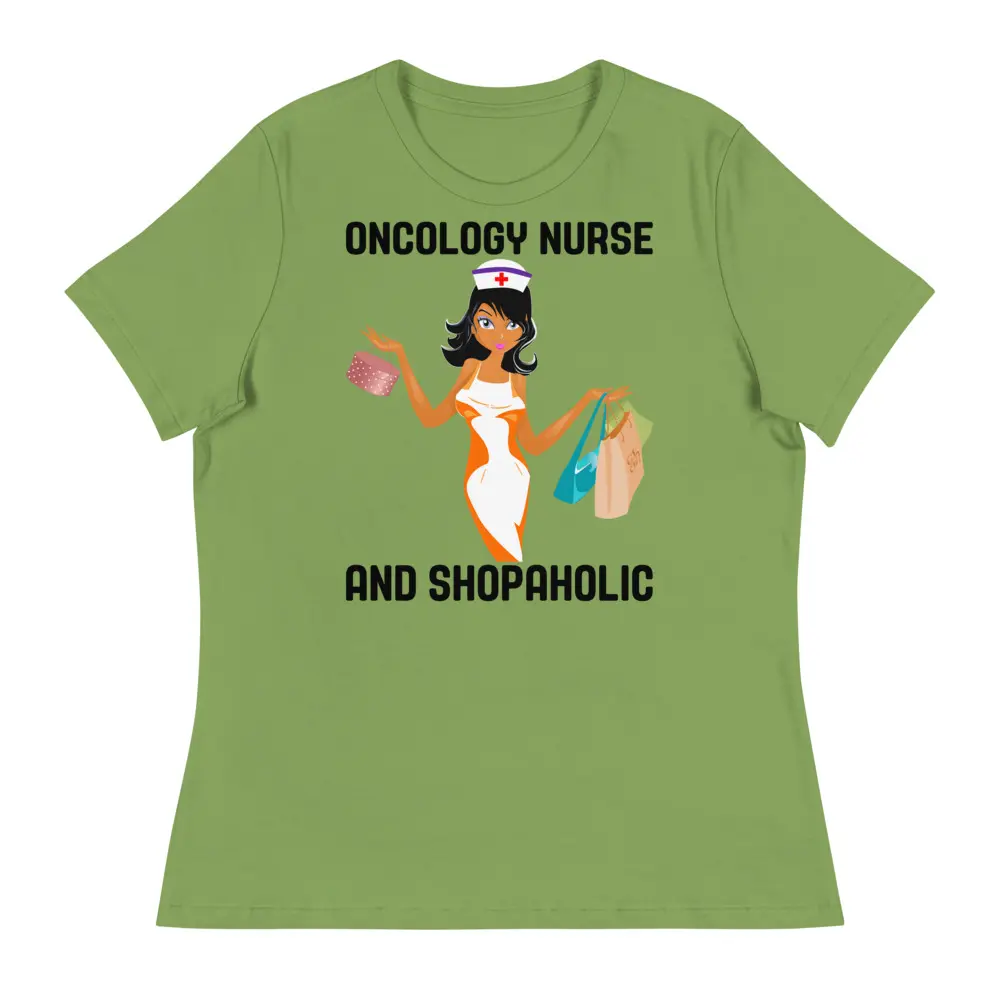 Women's Relaxed Fit Smooth Short-Sleeve Cotton Crewneck T-Shirt, Oncology Nurse Design, Everyday Wear, Pair with Jeans, Lilac Color, US Fabric (Sourced from Nicaragua & Honduras)