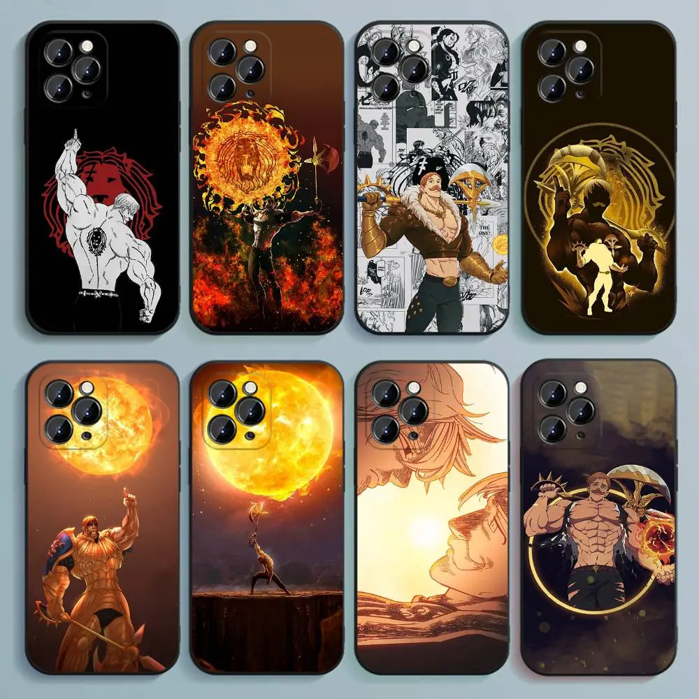 E-Escanor Seven Deadly Sins Phone Case For iPhone 17,16,15,14,13,12,Pro,Max,Plus,E,SE4,Air,Mini Black Soft Cover