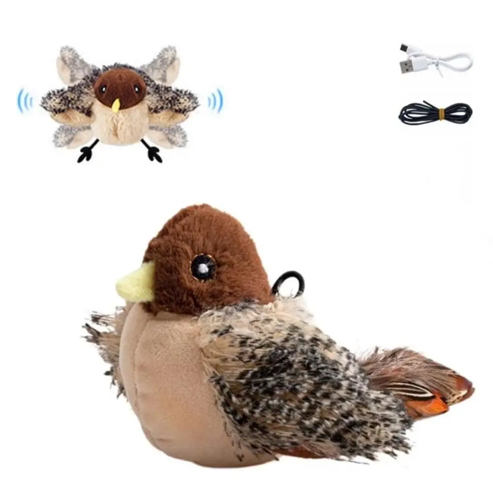 USB Rechargeable Bird Design Cat Toy, 1 Box Interactive Cat Teaser Toy, Pet Sound Toy, Indoor Cat Toy, Pet Supplies