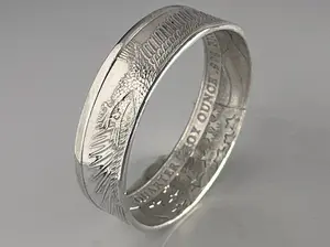 Eagle And Flag 1/4 Oz Silver Round Coin Ring