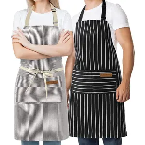 2 Pieces Aprons for Women with Pockets, Aprons for Men,Womens Kitchen Apron, Cooking Apron Adjustable Bib ChefApron(Unisex) Black Chef Adjustable Kitchen Pocket