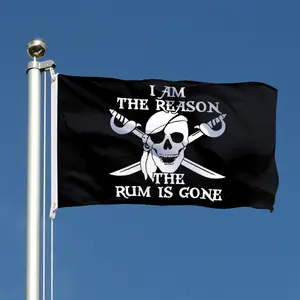 1Pc, Funny Pirate Flag, Skull Flag Banner,  2X3Ft/3X5Ft, 2 Grommets, Single-Sided Printing, For Indoor, Outdoor, Home, Party, Bar, Garden, Decor, Halloween Tapestry, Decoration Items